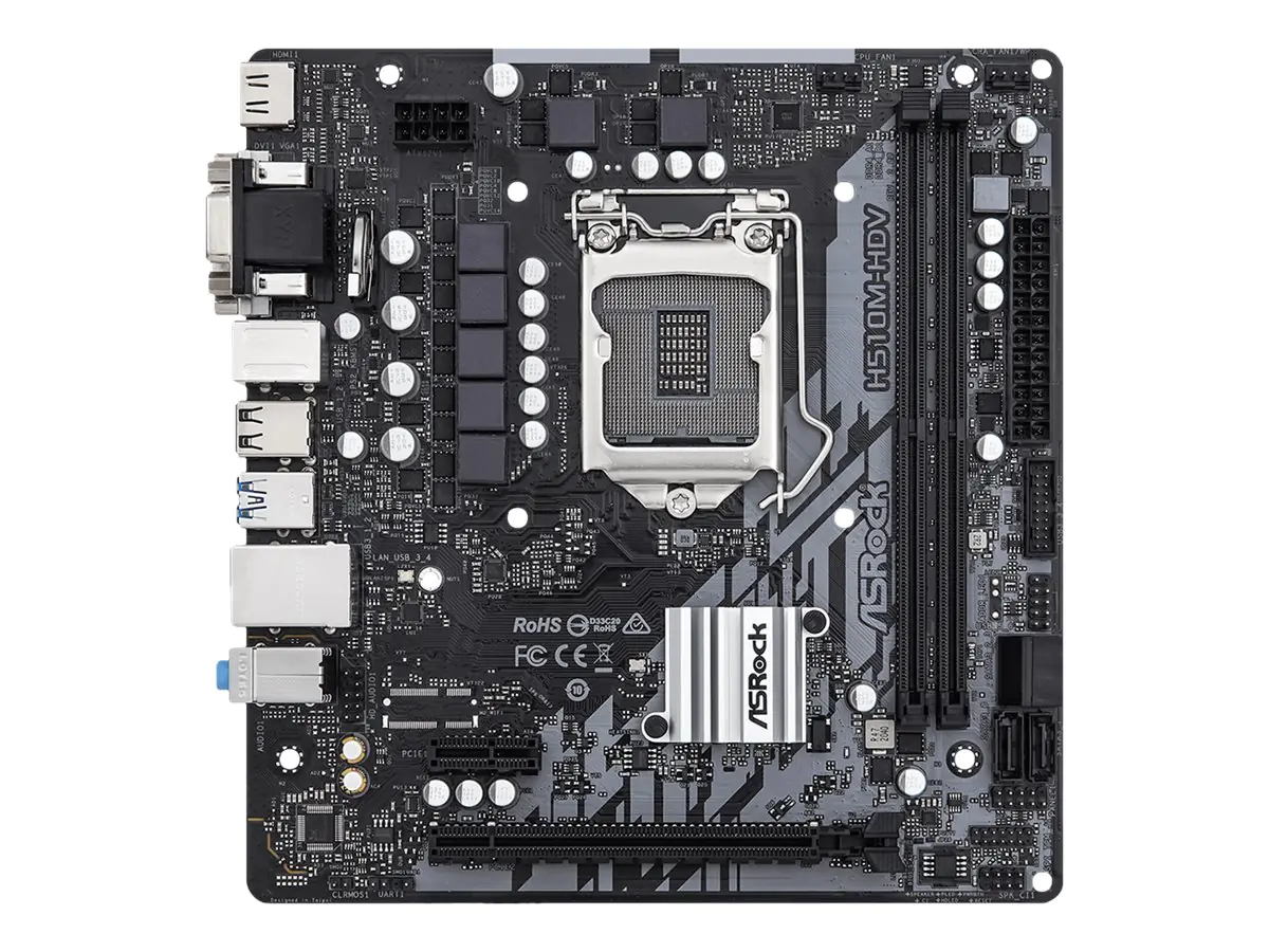 ASRock H510M-HDV R2.0 - Motherboard - micro ATX - LGA1200-Sockel - H510 Chipsatz - USB 3.2 Gen 1 - Gigabit LAN - Onboard-Grafik (CPU erforderlich) - HD Audio (8-Kanal)