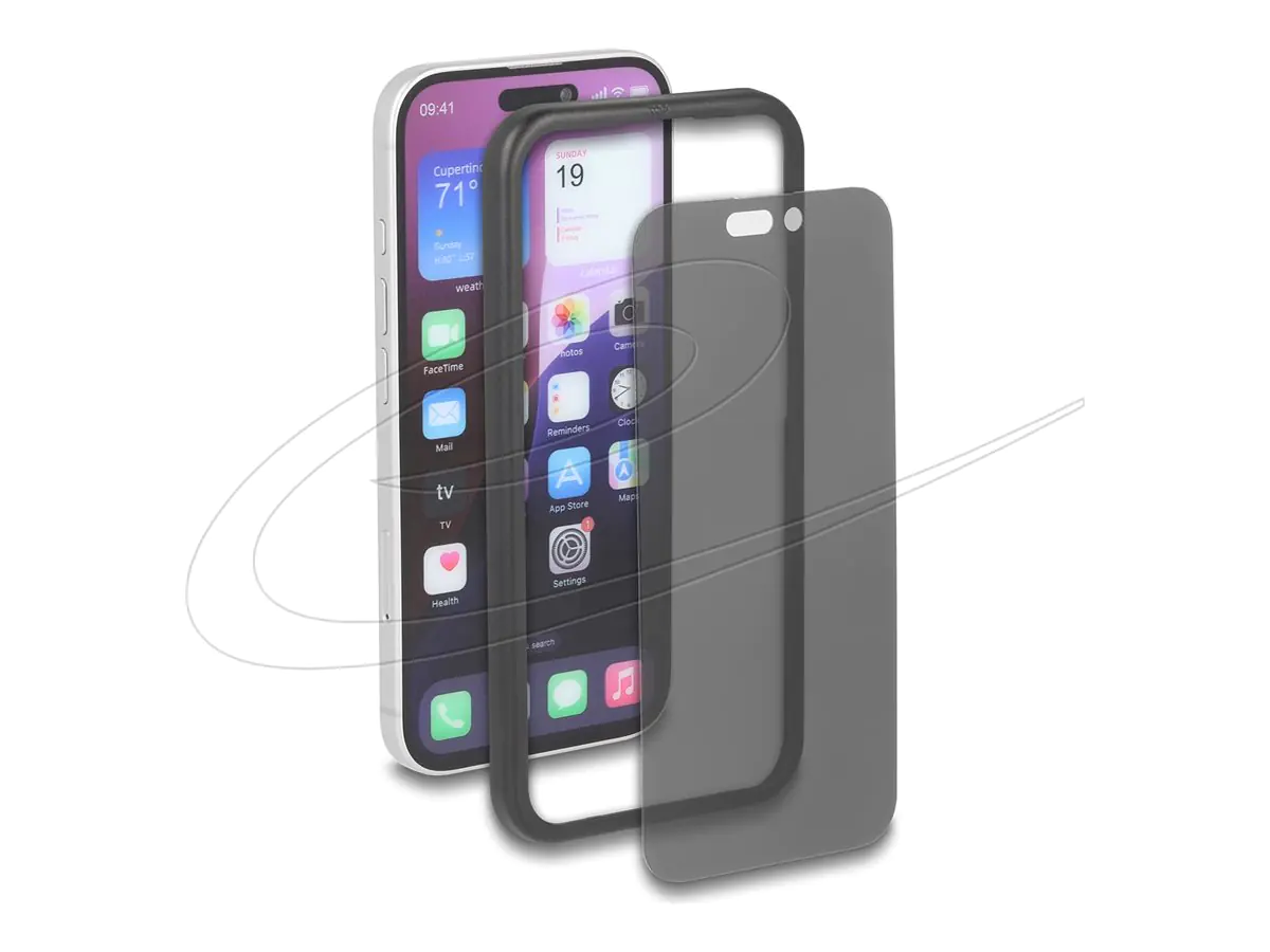 Delock Schutzfolie für iPhone 17 mit Sichtschutz aus gehärtetem Glas Anti Spy 4 Wege