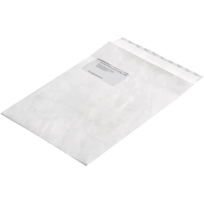 Tyvek® Versandtasche DIN C4 229 x 324 mm (B x H) mit Fenster 55g/m² mit Haftklebung Tyvek® ohne Fadenverstärkung weiß 100 St./Pack.