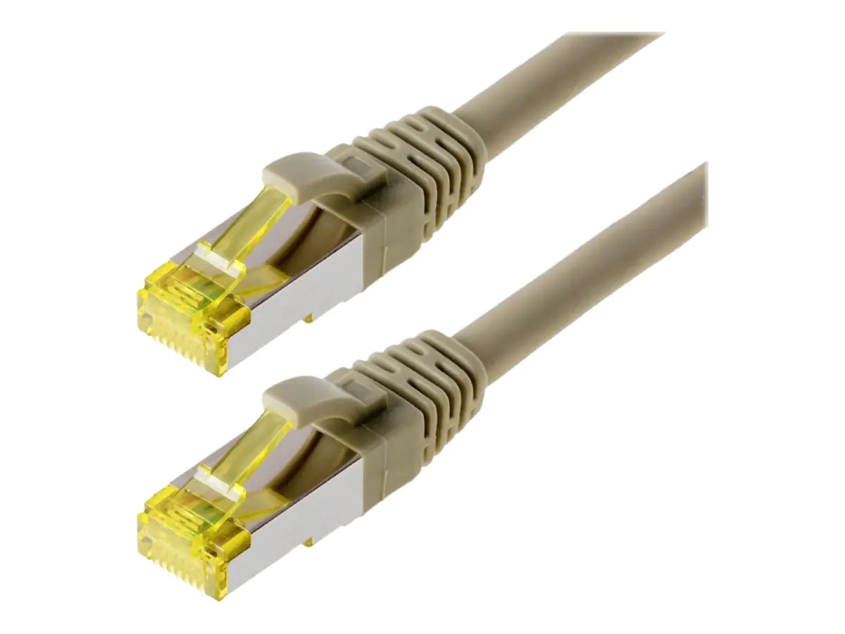 Helos - Patch-Kabel - RJ-45 (M) bis RJ-45 (M) - 25 cm - SFTP, PiMF - CAT 6a - halogenfrei, geformt, ohne Haken - Grau