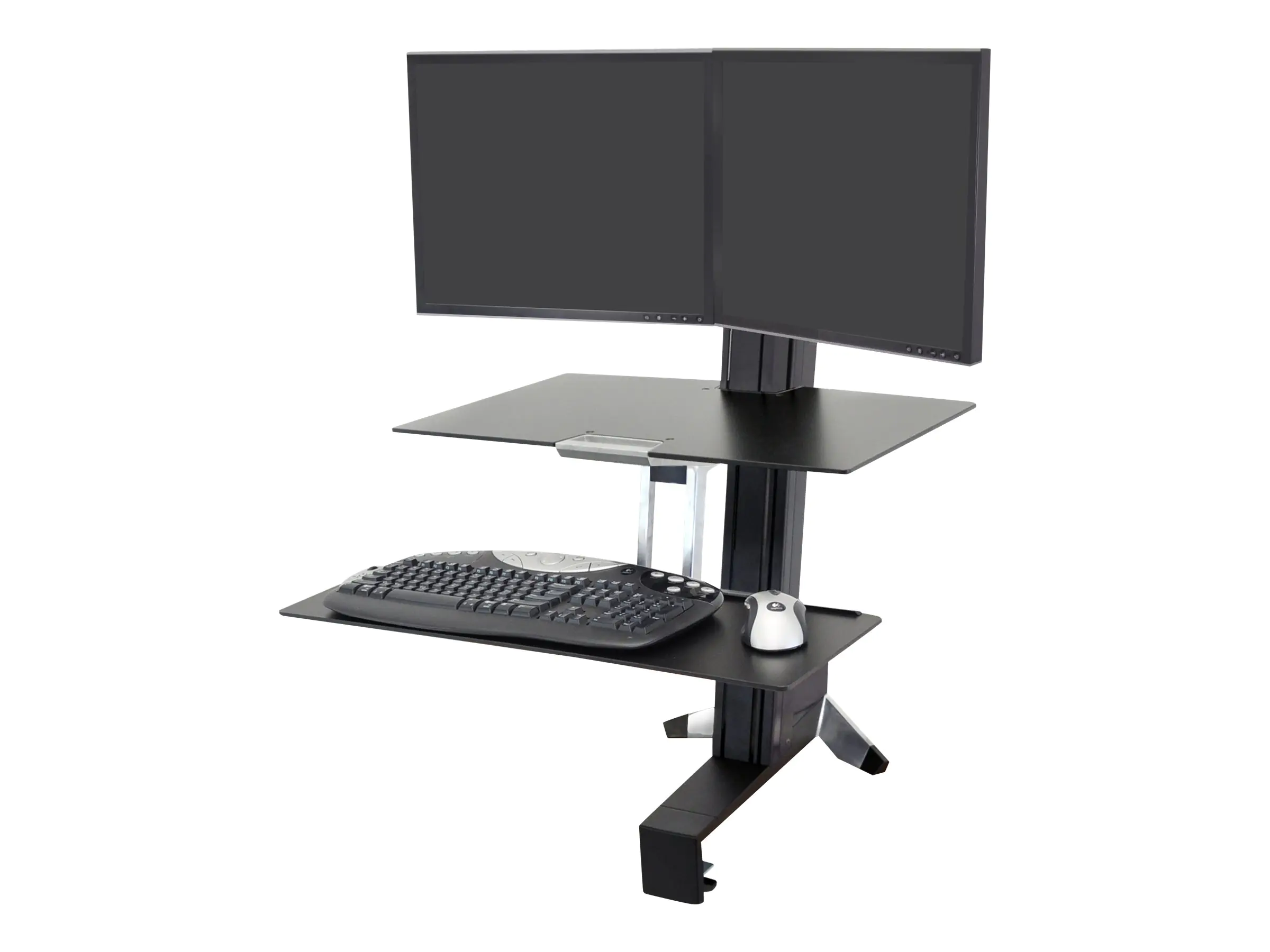 Ergotron WorkFit-S Dual Workstation - Stehender Tischwandler - rechteckig - Aluminium, hochwertiger Kunststoff - Schwarz