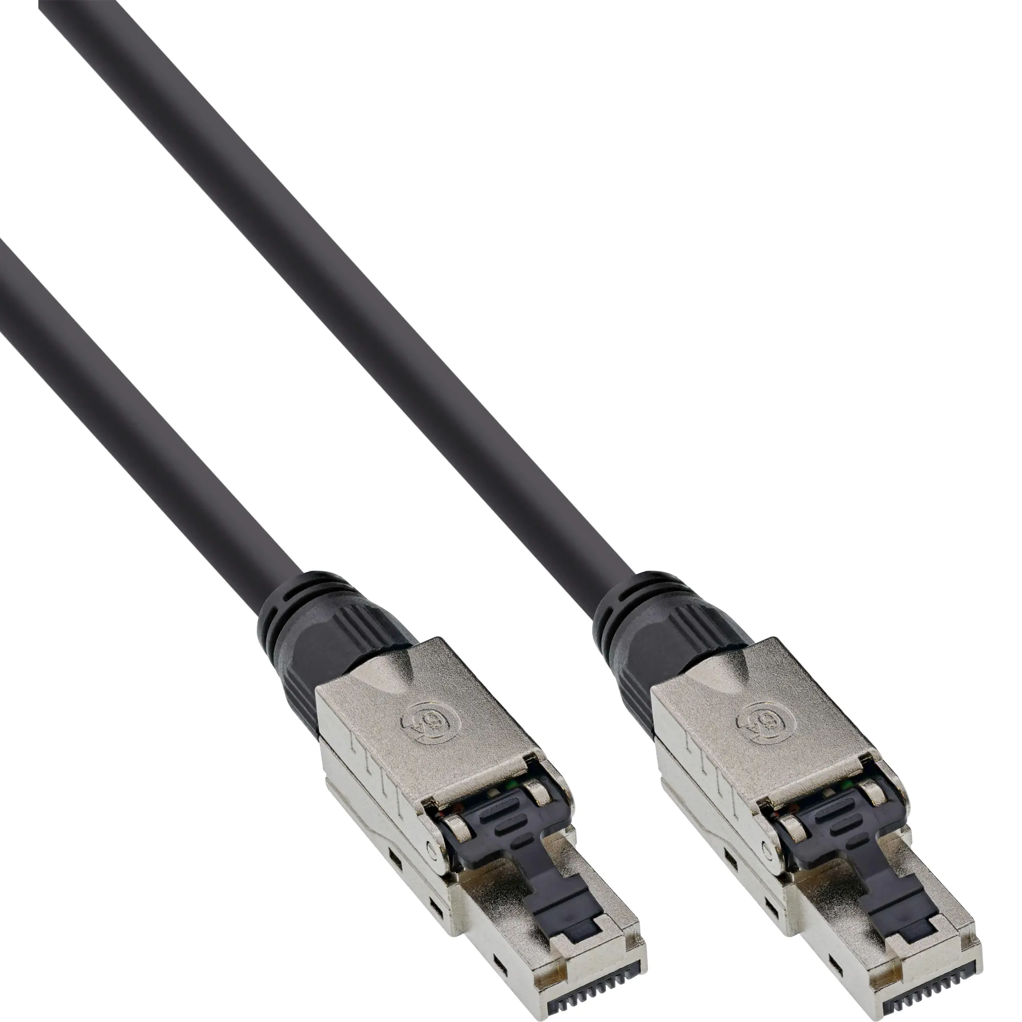InLine - Patch-Kabel - RJ-45 (M) schraubbar zu RJ-45 (M) schraubbar - 60 m - 7.6 mm - UTP - CAT 6a - halogenfrei, ohne Haken, 4K30Hz Support (HDBaseT) - Schwarz