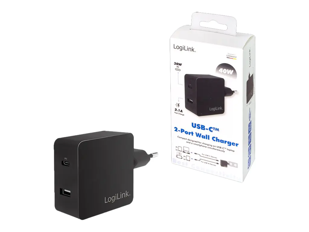 LogiLink - Netzteil - Wechselstrom 100-240 V - 40 Watt - Ausgangsanschlüsse: 2 - Schwarz