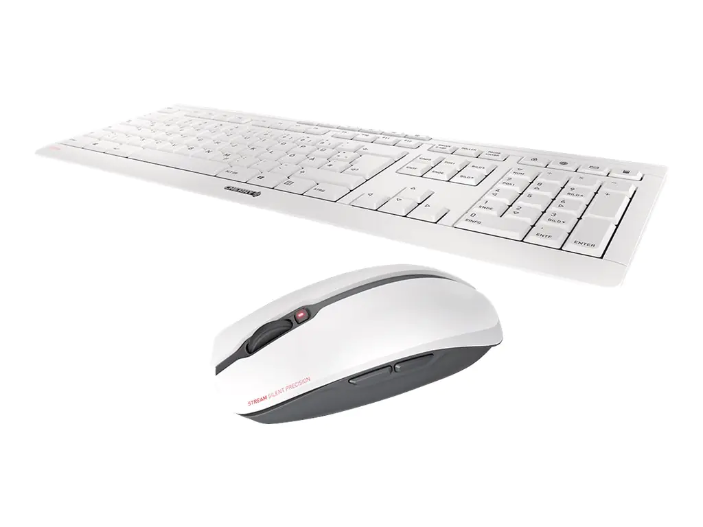 CHERRY STREAM DESKTOP - Tastatur-und-Maus-Set - kabellos - 2.4 GHz - US mit Euro-Symbol - Tastenschalter: CHERRY SX - Pale Gray