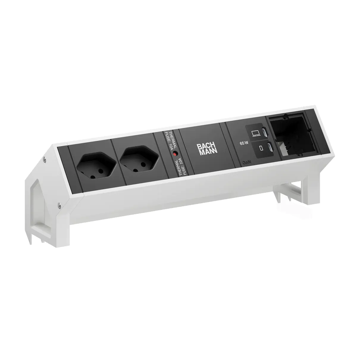 Bachmann DESK2 2xCH 90° 1xUSB C/C 65W 1xCM RAL9010 weiss - Zubehör Stromversorgung