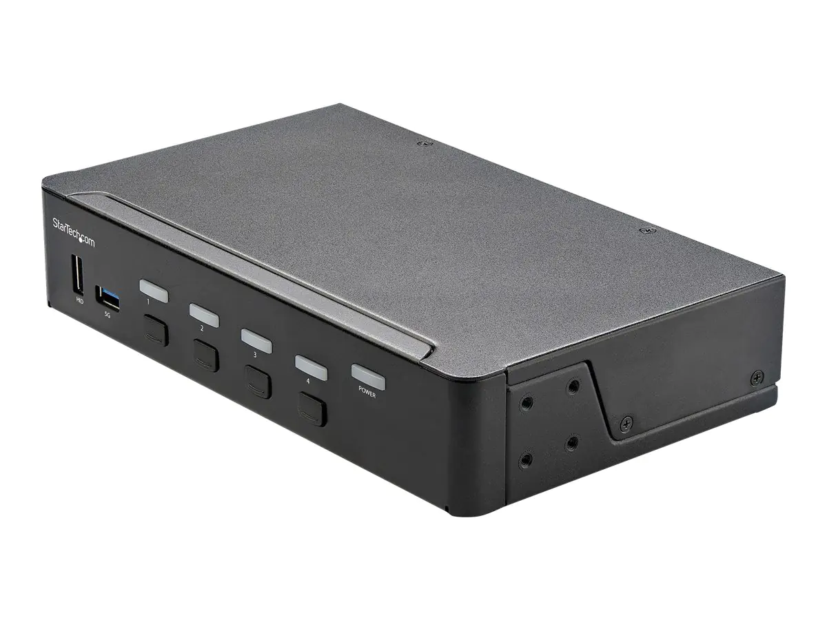 StarTech 4 Port HDMI KVM Switch - Einzelmonitor 4K 60Hz Ultra HD HDR - HDMI 2.0 KVM Switch mit 2 Port USB 3.0 Hub (5 Gbit/s) und 4x USB 2.0 HID, Audio - Hotkey - TAA (SV431HU34K6) - KVM-/Audio-Switch - 4 x KVM/Audio - 1 lokaler Benutzer - Desktop, an Rack