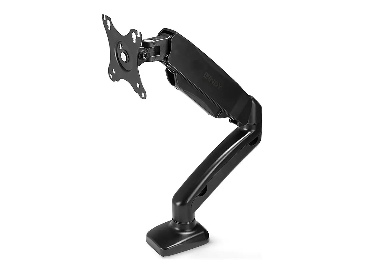 Lindy - Befestigungskit (Spannbefestigung für Tisch, Randhalterung, Gasfeder-Monitorarm für Tischmontage) - für LCD-Display - Aluminium, PVC - Schwarz - Bildschirmgröße: 43.2-68.6 cm (17"-27") - Schreibtisch