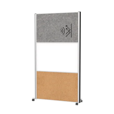 MAUL Stellwand MAULconnecto 100 x 182 cm (B x H) Zweibeinstativ Stahl, 100 % PES-Fasern, Kork dunkelgrau, weiß, braun