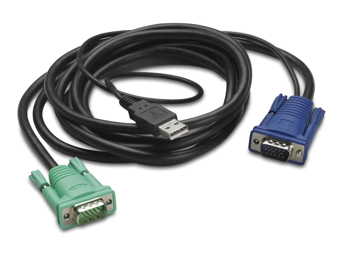 APC - Tastatur- / Video- / Maus- (KVM-) Kabel - USB, HD-15 (VGA) (M) zu HD-15 (VGA) (M) - 3.66 m - Schwarz - für P/N: AP5201, AP5202, AP5808, AP5816, KVM1116R