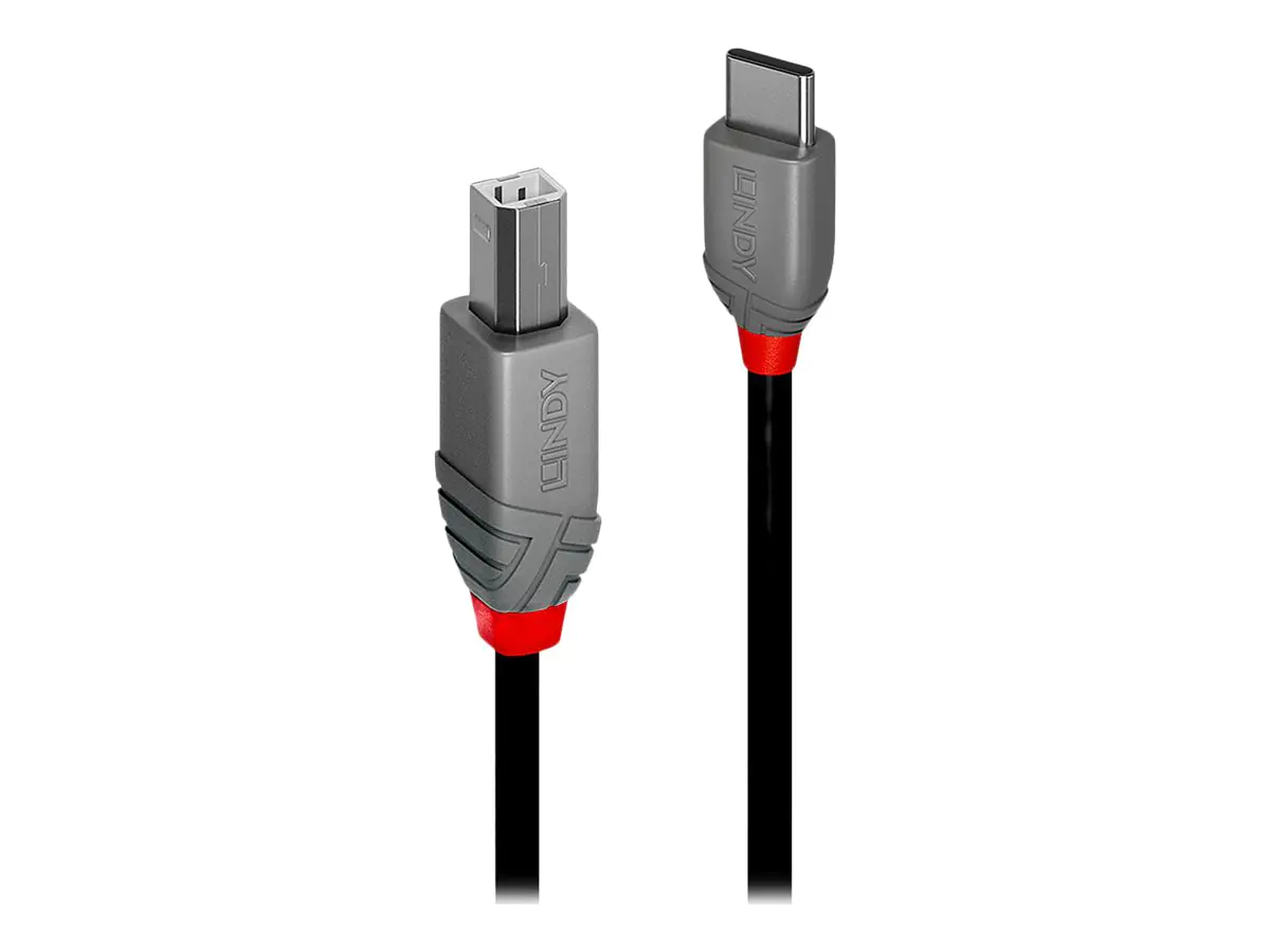 Lindy Anthra Line - USB-Kabel - 24 pin USB-C (M) zu USB Typ B (M) - USB 2.0 - 50 cm - rund - Schwarz