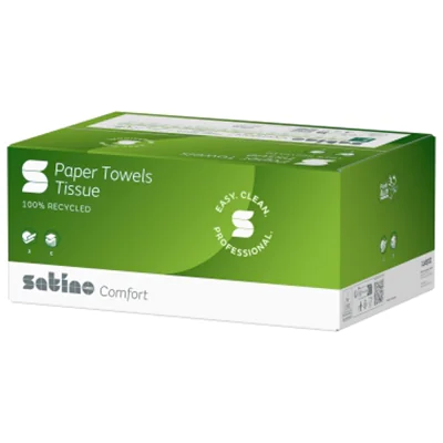Satino Papierhandtuch Comfort 25 x 32 cm (B x L) Papier, 100 % recycelt hochweiß 24 x 128 Bl./Pack.