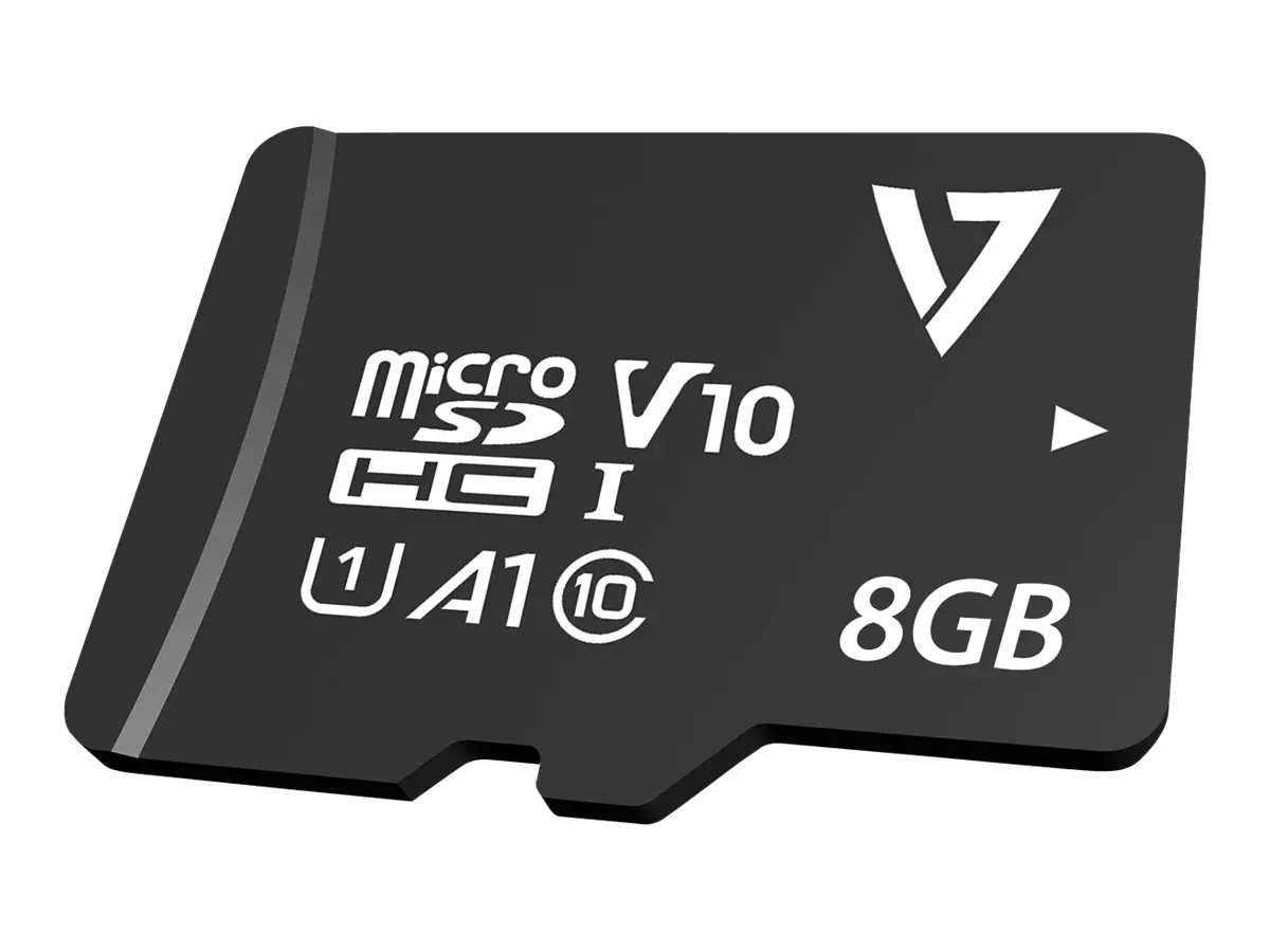 V7 VPMSDH8GC10 - Flash-Speicherkarte (microSDHC/SD-Adapter inbegriffen) - 8 GB - A1 / Video Class V30 / UHS-I U3 / Class10 - microSDHC UHS-I - Schwarz