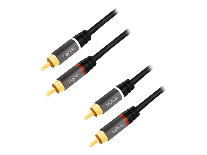 LogiLink - Audiokabel - RCA x 2 männlich zu RCA x 2 männlich - 5 m - abgeschirmt - Schwarz