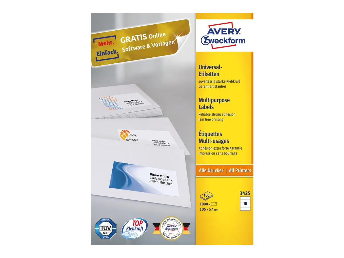 Avery Zweckform Avery - Weiß - 105 x 57 mm 1000 Etikett(en) (100 3425