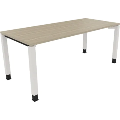 Schreibtisch Vierfuß Quadratrohr B1800xT800xH680-820 ws/Eiche Natur
