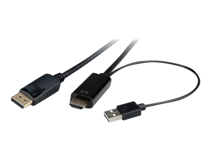 Roline - Videokabel - HDMI, USB (nur Strom) männlich zu DisplayPort männlich - 2 m - abgeschirmt - Schwarz - unterstützt 4K 60 Hz (3840 x 2160)