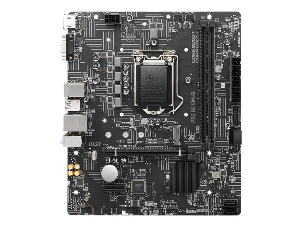 MSI PRO H410M-B - Motherboard - micro ATX - LGA1200-Sockel - H410 Chipsatz - USB 3.2 Gen 1 - Gigabit LAN - Onboard-Grafik (CPU erforderlich) - HD Audio (8-Kanal)