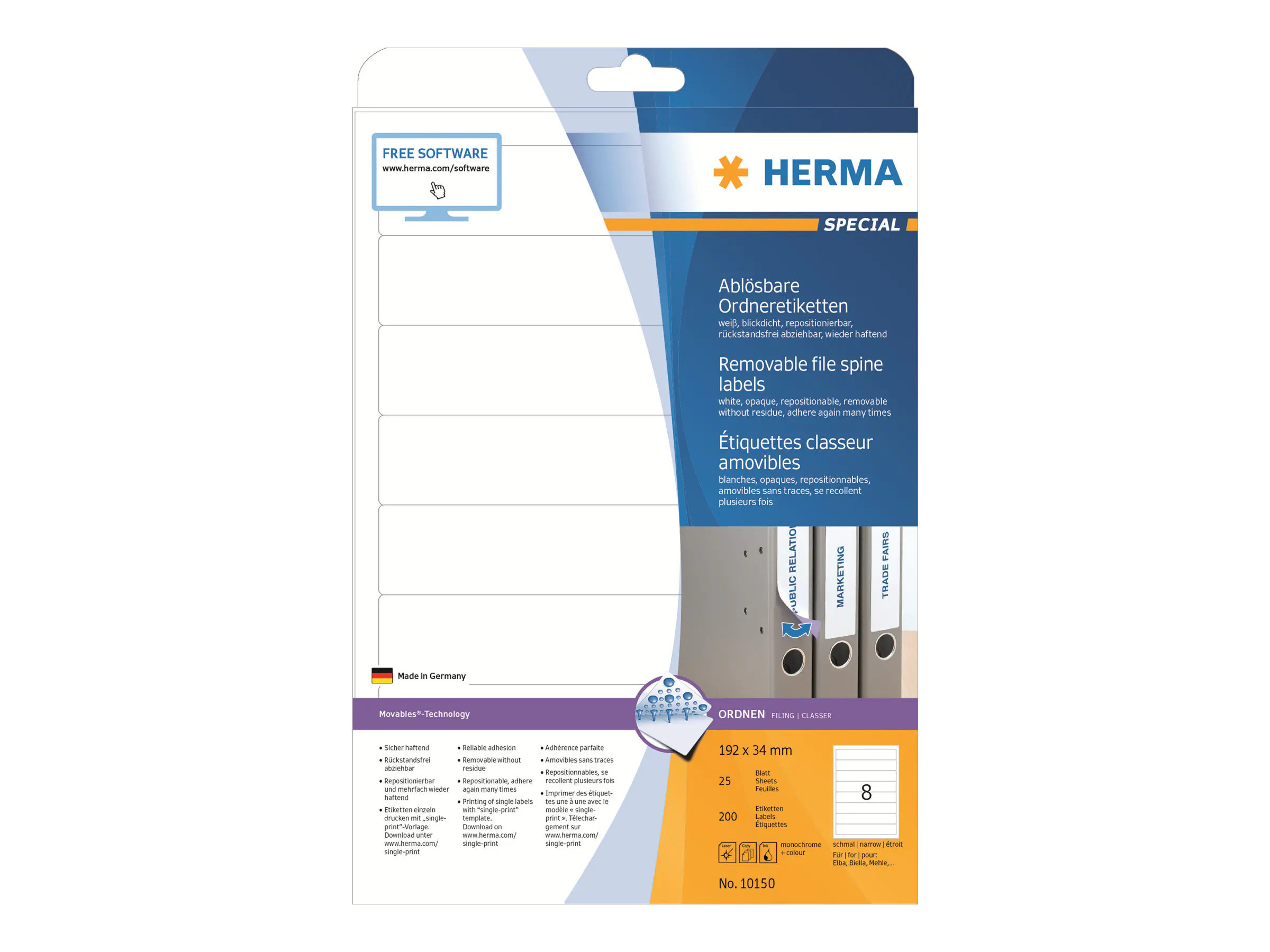 HERMA Special - Papier - matt - selbstklebend, entfernbarer Klebstoff 10150