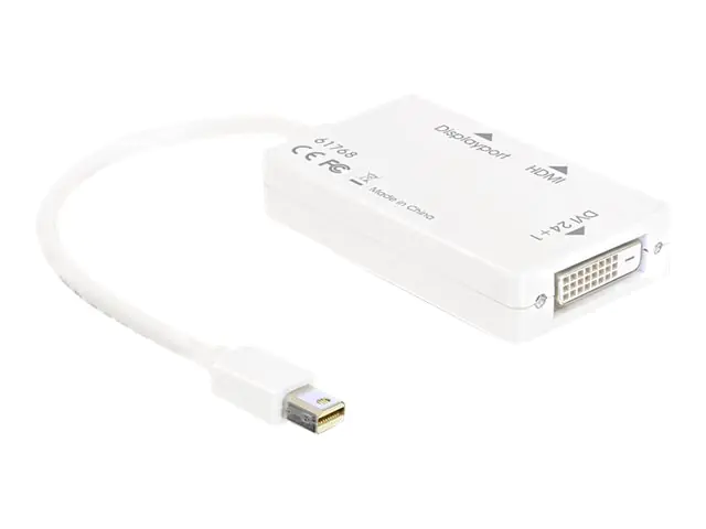 Delock - Videoadapter - Dual Link - Mini DisplayPort männlich zu DVI-D, HDMI, DisplayPort weiblich - 16 cm - weiß
