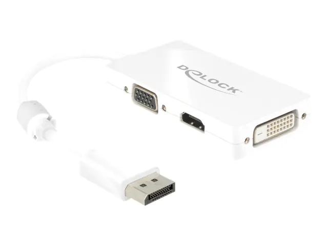 Delock - DisplayPort-Adapter - DisplayPort (M) zu HD-15 (VGA), HDMI, DisplayPort (W) - 16 cm - weiß