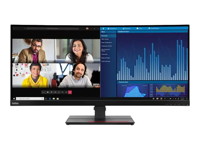 Lenovo ThinkVision P34w-20 - LED-Monitor - gebogen - 86.7 cm (34.14") - 3440 x 1440 UWQHD - IPS - 300 cd/m² - 1000:1 - 4 ms - 2xHDMI, 2xDisplayPort, USB-C - Lautsprecher - Raven Black