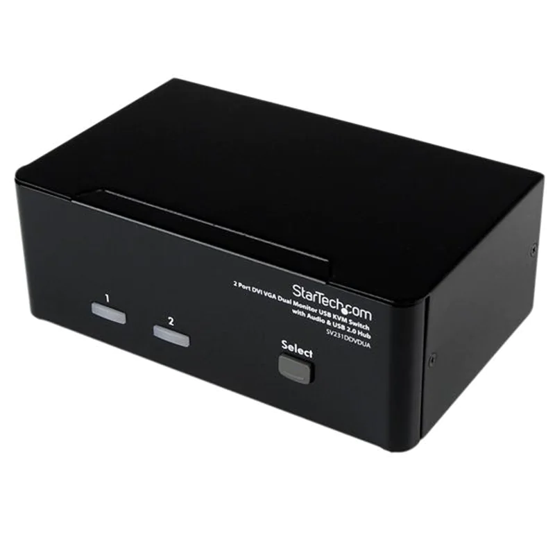 StarTech Dual DVI VGA 2 Port Monitor Audio Switch 2-fach KVM Umschalter USB 2.0 1920x1200 - 2 x USB 2.0 4 x DVI-I 4 x Klinke (Buchse) - KVM-/Audio-/USB-Switch - 2 x KVM/Audio/USB - 1 lokaler Benutzer - Desktop - für P/N: IM12D1500P, SVA12M2NEUA, SVA12M5NA