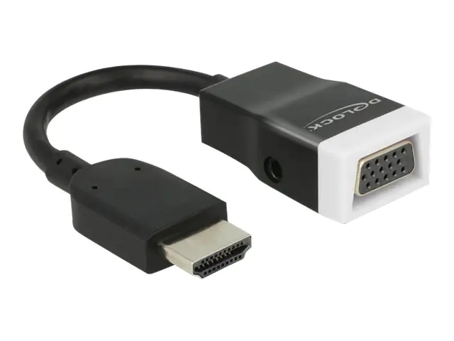 DeLOCK Adapter HDMI-A Stecker > VGA Buchse mit Audio - Videokonverter - HDMI - VGA - Schwarz, weiß - retail