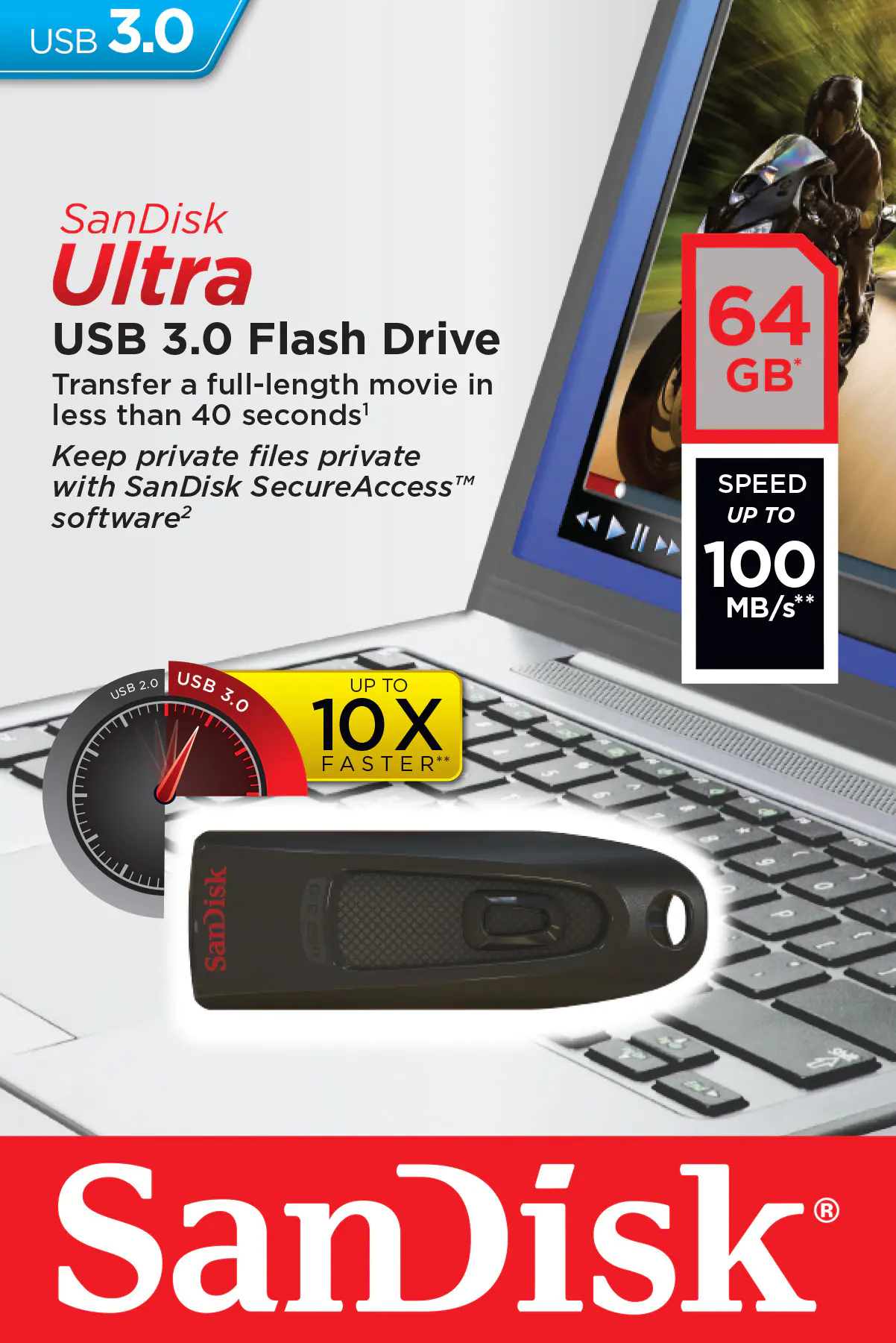 SanDisk Ultra - USB-Flash-Laufwerk - 64 GB - USB 3.0