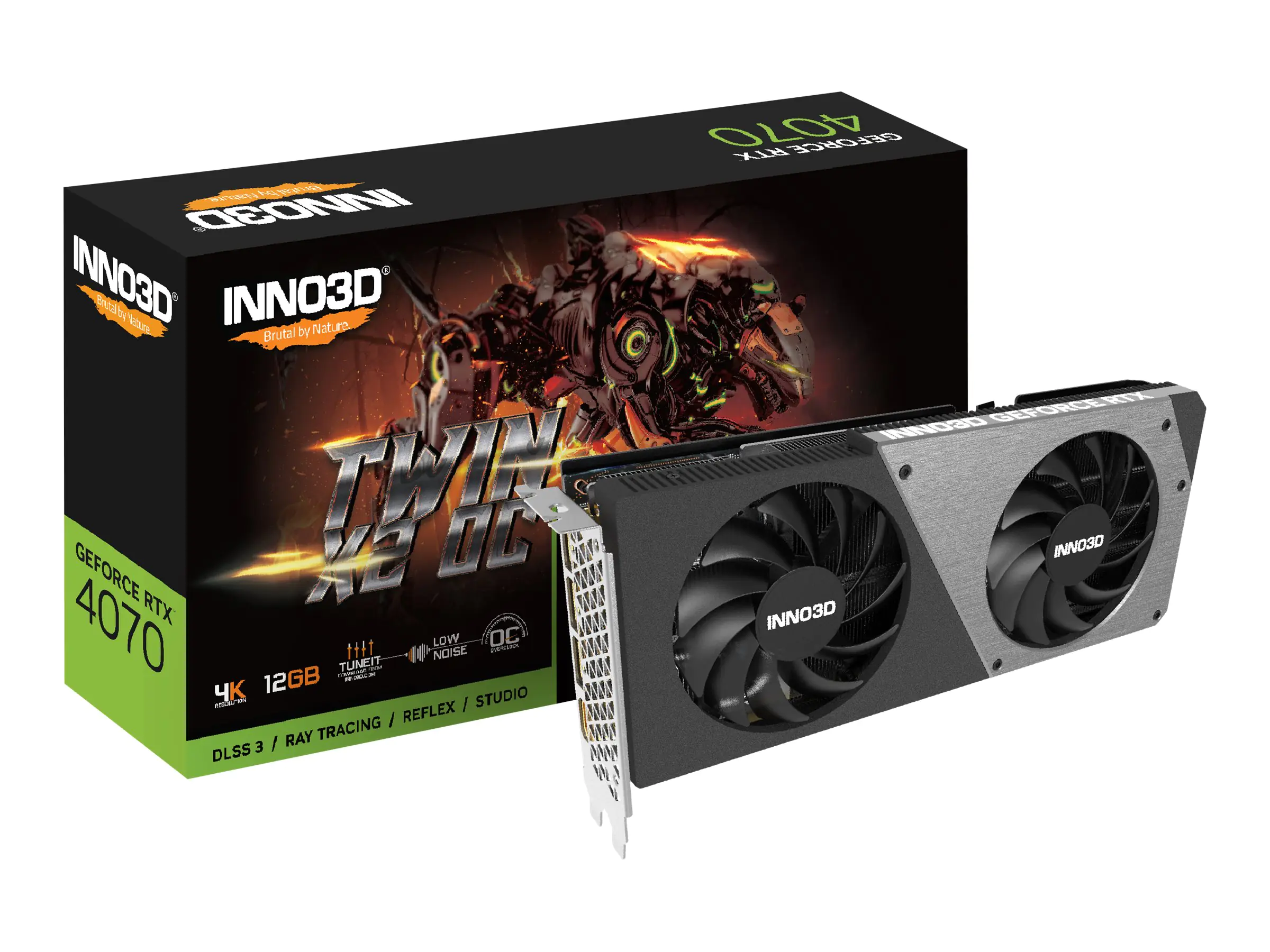 Inno3D GeForce RTX 4070 TWIN X2 OC - Grafikkarten - GeForce RTX 4070 - 12 GB GDDR6X - PCIe 4.0 x16 - HDMI, 3 x DisplayPort - Farbbox