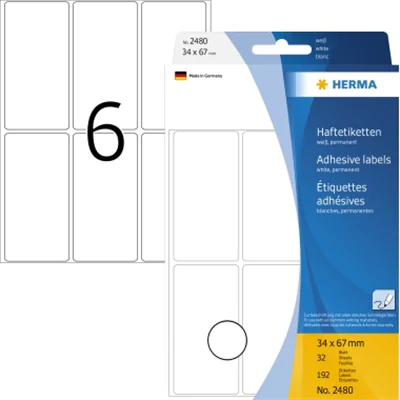 HERMA Etikett 2480 34x67mm weiß 192 St./Pack.