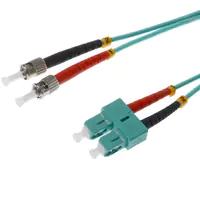 Helos - Patch-Kabel - ST multi-mode (M) zu SC multi-mode (M) - 5 m - Glasfaser - Duplex - 50/125 Mikrometer - OM3 - Aquamarin