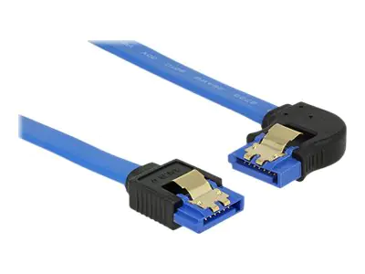 Delock - SATA-Kabel - Serial ATA 150/300/600 - SATA (R) links gewinkelt bis SATA (R) gerade - 30 cm - eingerastet - Blau