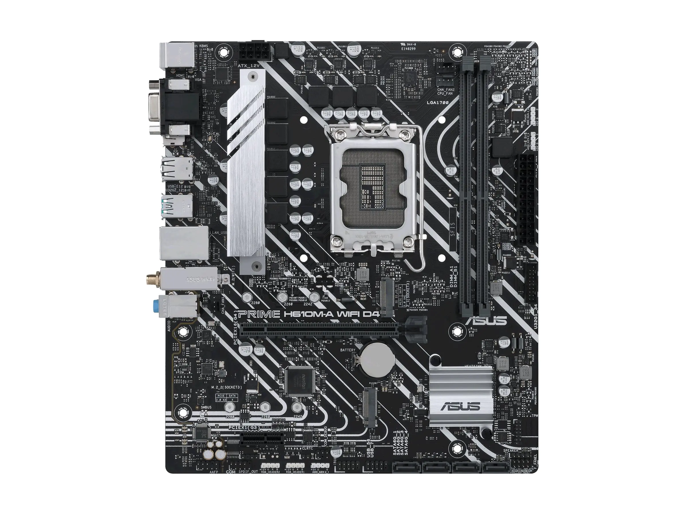 ASUS PRIME H610M-A WIFI D4 - Motherboard - micro ATX - LGA1700 Sockel - H610 Chipsatz - USB 3.2 Gen 2, USB 3.2 Gen 1 - Gigabit LAN, Wi-Fi, Bluetooth - Onboard-Grafik (CPU erforderlich) 90MB1C80-M0EAY0
