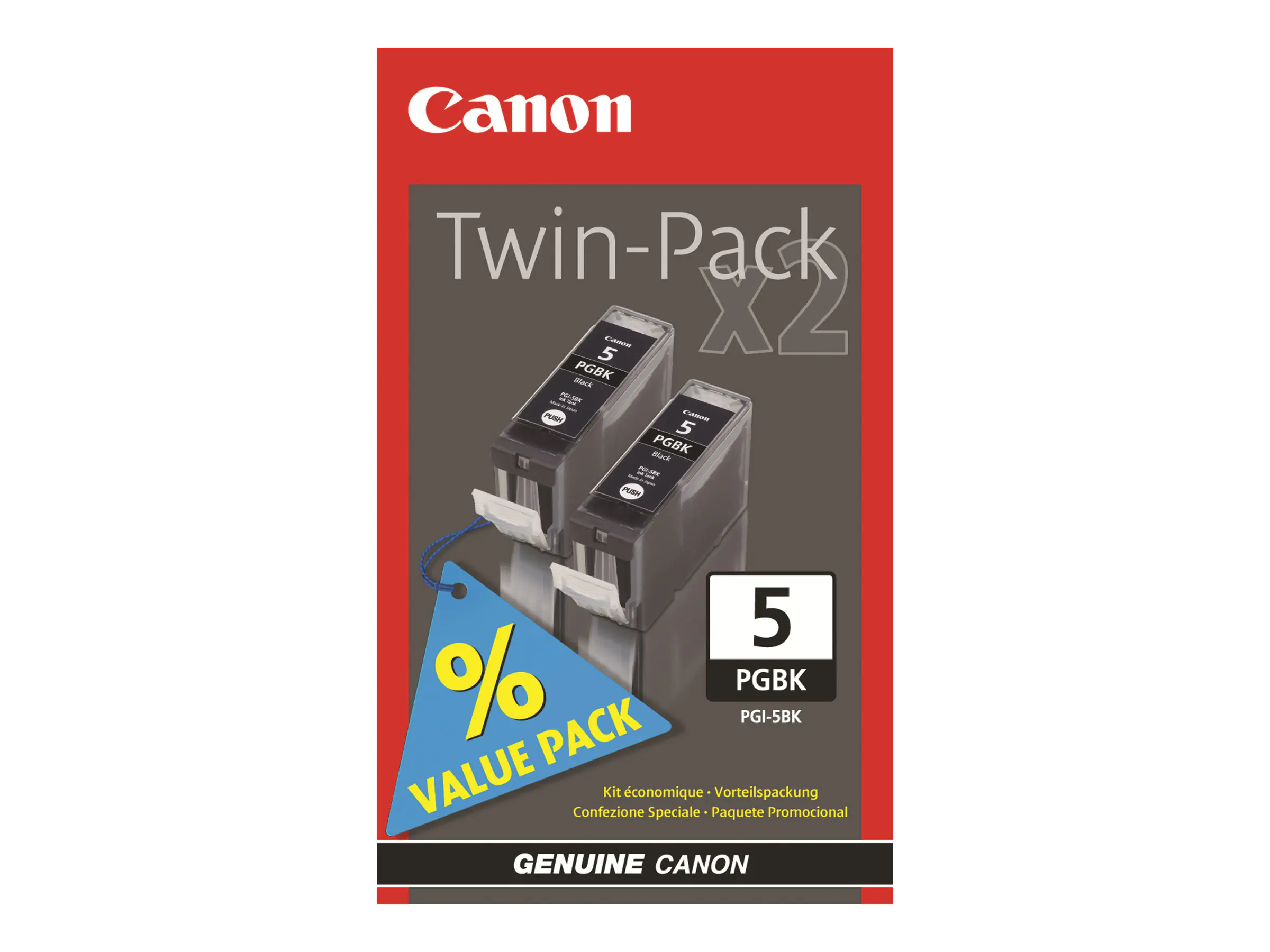 Canon PGI-5 Black Twin Pack - 2er-Pack - Schwarz - Original - Tintenbehälter - für PIXMA iP3500, iP4500, iP5300, MP510, MP520, MP610, MP810, MP960, MP970, MX700, MX850