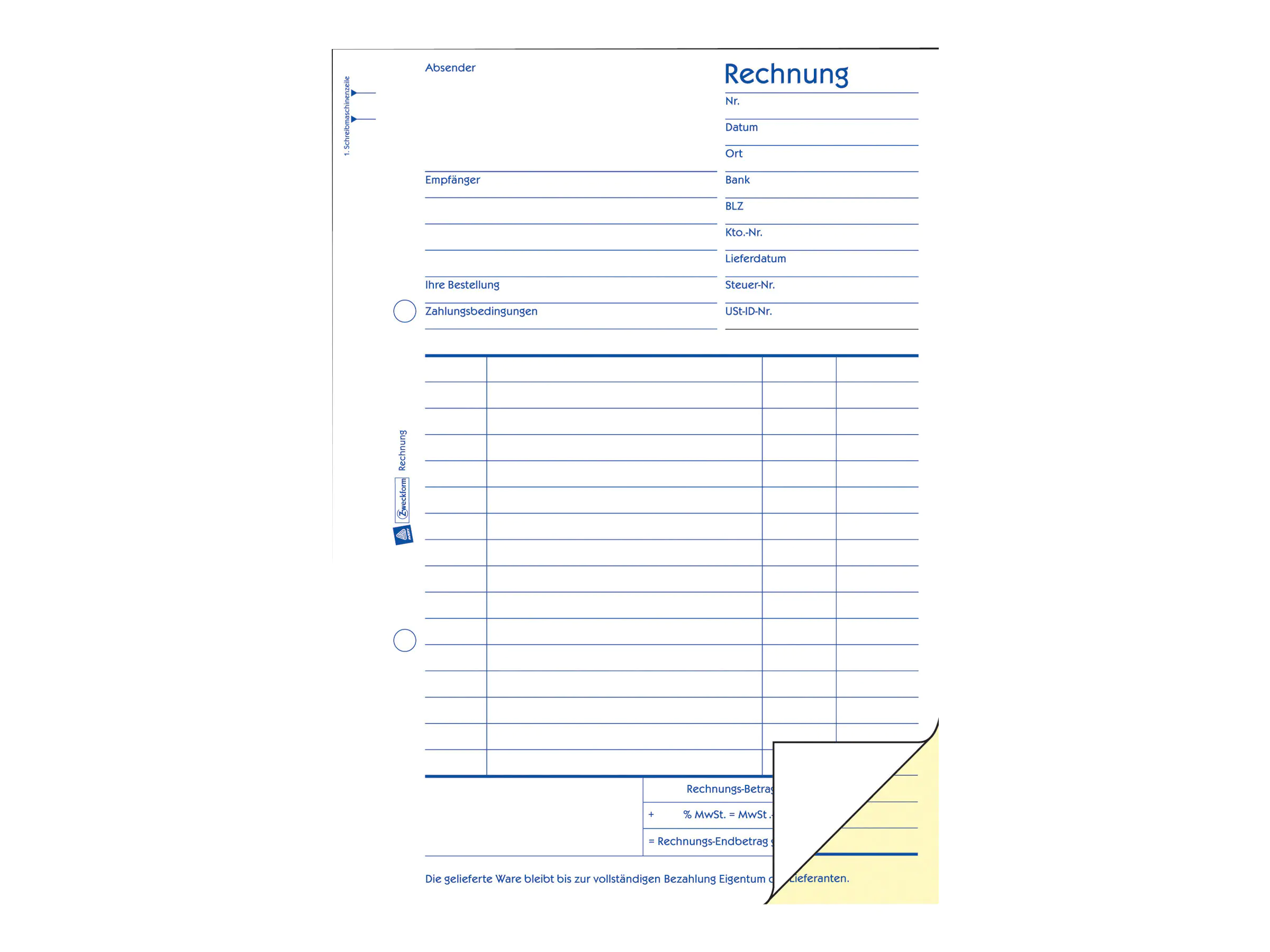 Avery Zweckform Rechnungsformular - 40 Blatt - A5 (148 x 210 mm) 1730