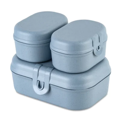 Koziol Lunchbox Pascal Mini 10,8 x 6 x 15,1 cm (B x H x L) 3-teiliges Lunchbox-Set Kunststoff blau