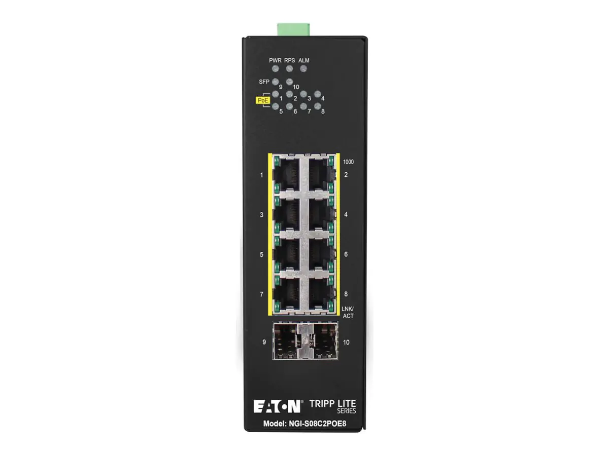 Tripp 8-Port Lite Managed Industrial Gigabit Ethernet Switch - 10/100/1000 Mbps, PoE+ 30W, 2 Gb