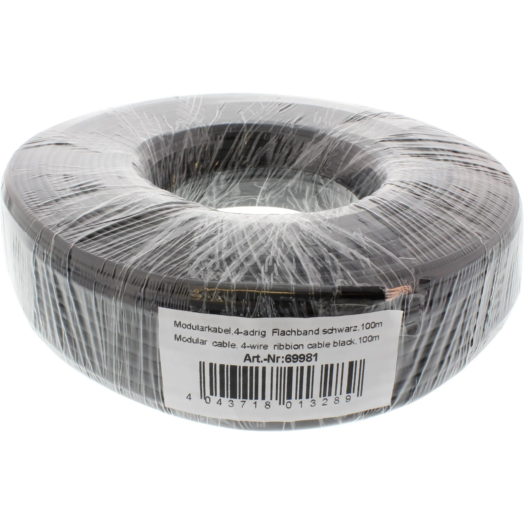 InLine - Telefonkabel in Meterware - 100 m - Schwarz