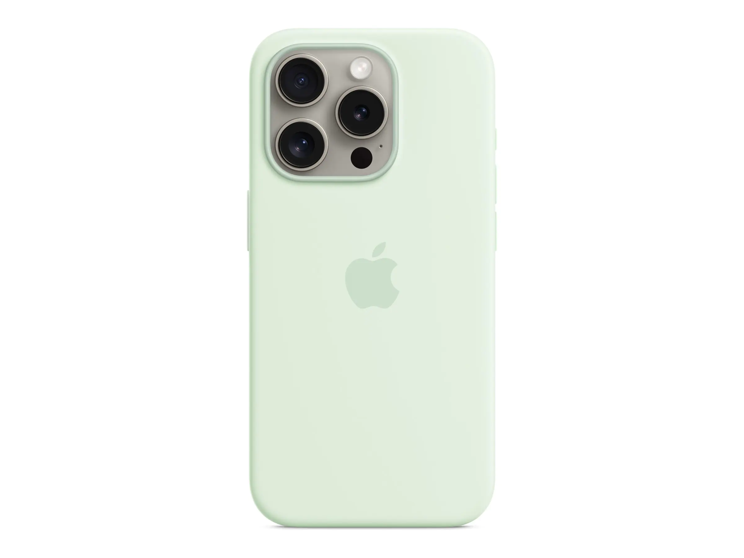 Apple - Hintere Abdeckung für Mobiltelefon - kompatibel mit MagSafe - Silikon - Soft Mint - für iPhone 15 Pro