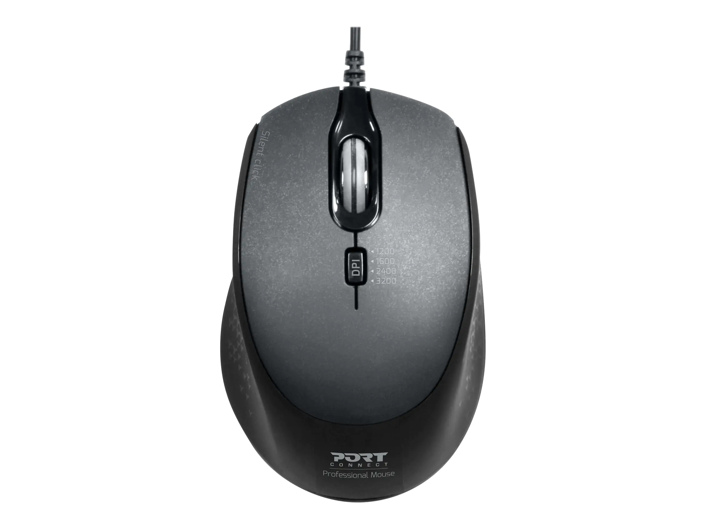 PORT Connect Professional SILENT - Maus - rechts- und linkshändig - optisch - 3 Tasten - kabelgebunden - USB, USB-C - Schwarz