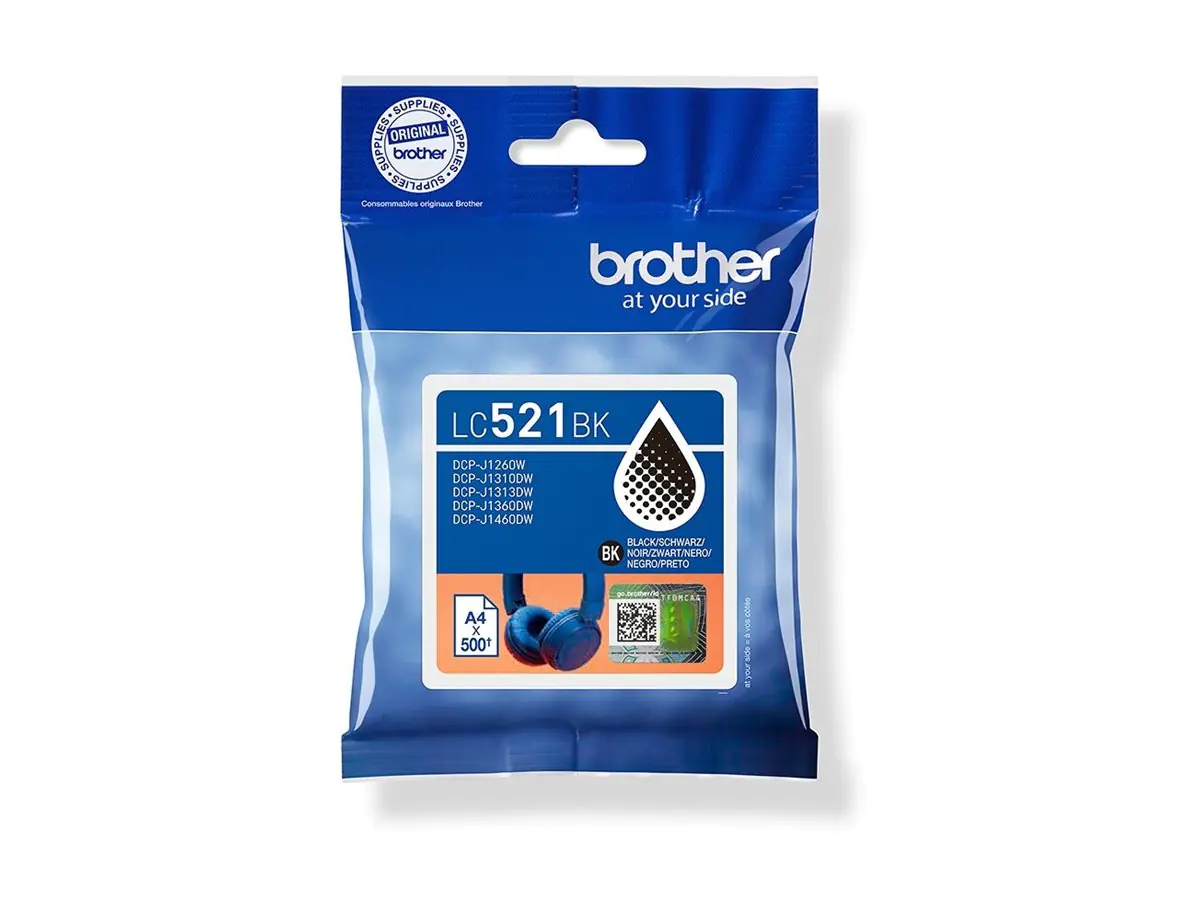 Brother LC521BK - Schwarz - original - Kissen-Pack - Tintenpatrone - für Brother DCP-J1260W, DCP-J1310DW
