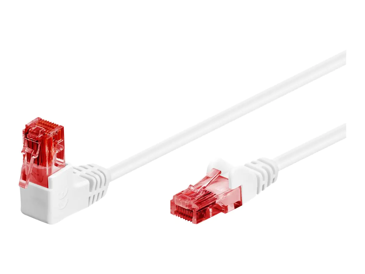 goobay - Patch-Kabel - RJ-45 (M) gewinkelt zu RJ-45 (M) gerade - 50 cm - 5.9 mm - UTP - CAT 6 - rund, verseilt - weiß