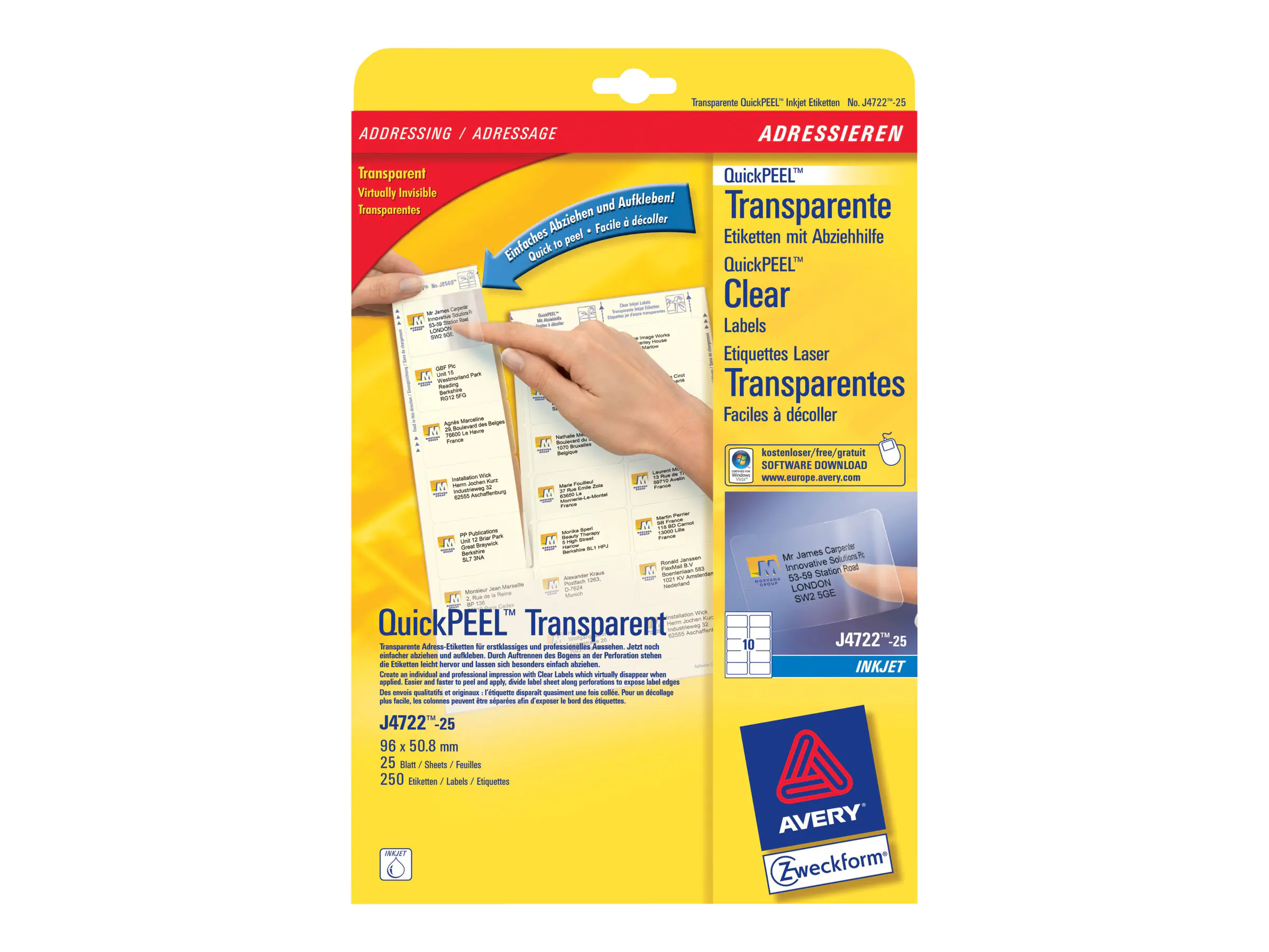 Avery Zweckform J4722 - Polyester - Klebstoff J4722-25