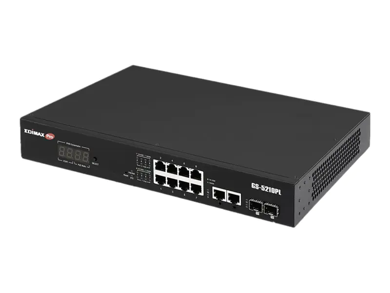 Edimax GS-5210PL - Switch - Smart - 10 x 10/100/1000 + 2 x Gigabit SFP (Uplink) - Desktop - PoE+ (110 W)