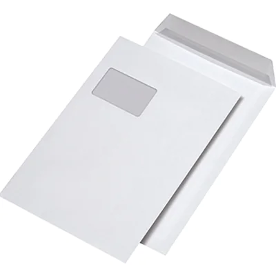MAILmedia Versandtasche DIN C4 mit Fenster 120g/m² mit Haftklebung Offset weiß 250 St./Pack.