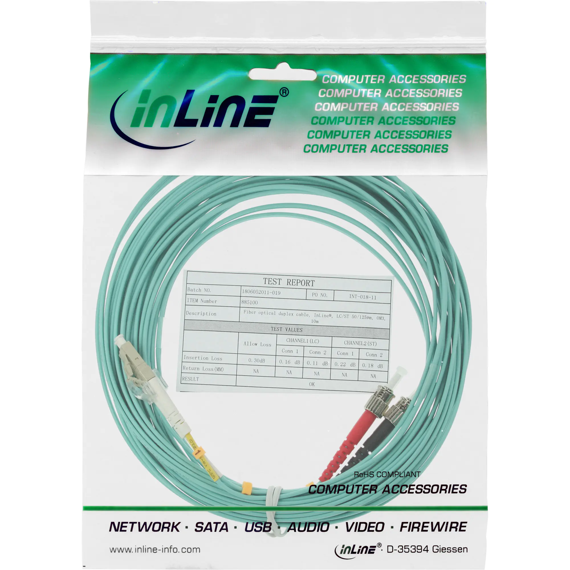 InLine LWL Duplex Kabel - LC/ST - 50/125µm - OM3 - 25m 88518O
