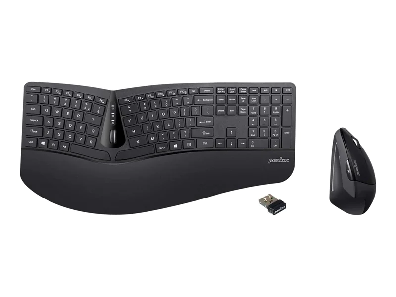 Perixx PERIDUO-605 - Tastatur-und-Maus-Set - mit Scroll-Rädchen - kabellos - 2.4 GHz - Schwarz