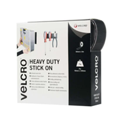 Velcro Heavy Duty Stick On - Selbstklebendes Klettband - 5 cm x 5 m - Schwarz