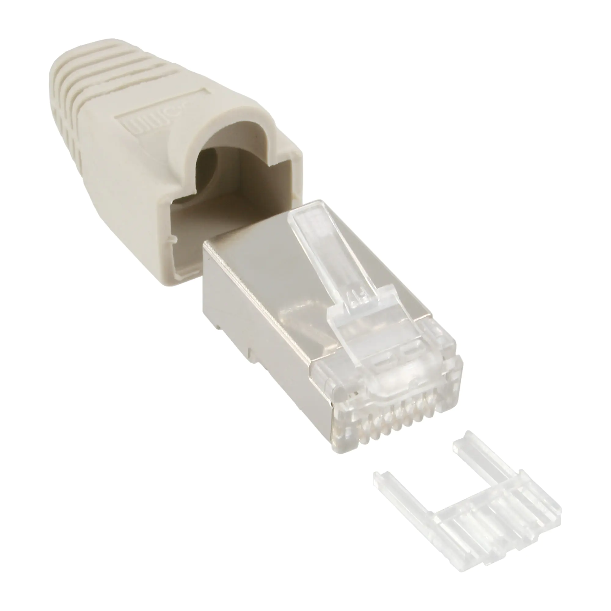 InLine Crimpstecker RJ45 geschirmt - Knickschutz beige - 100er Pack 74590