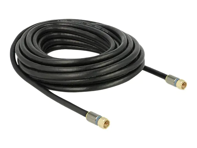 Delock Premium - HF-Kabel - F-Stecker männlich zu F-Stecker männlich - 7.5 m - Vierfachisolierung - 120 dB - Schwarz
